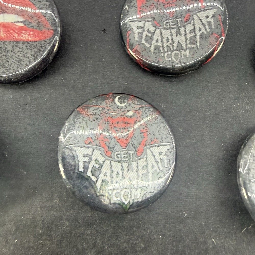 Vintage Horror Pinback Button Lot GetFearWear.com Goth Punk Halloween Pins - Picture 3 of 6